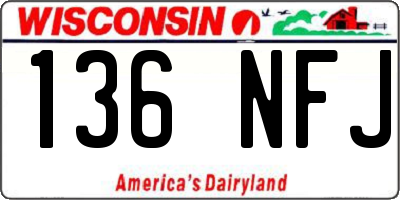 WI license plate 136NFJ