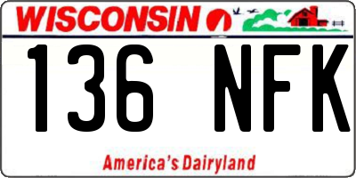 WI license plate 136NFK