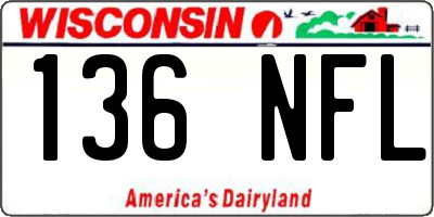 WI license plate 136NFL