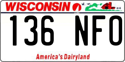 WI license plate 136NFO