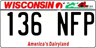 WI license plate 136NFP