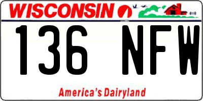 WI license plate 136NFW