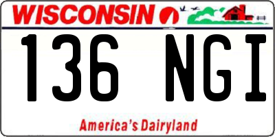 WI license plate 136NGI