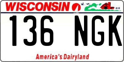 WI license plate 136NGK