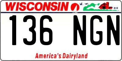 WI license plate 136NGN