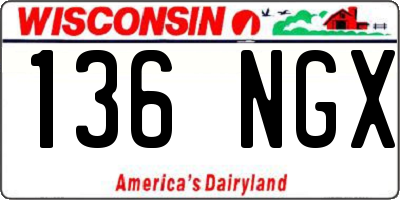 WI license plate 136NGX