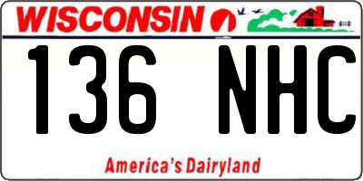 WI license plate 136NHC
