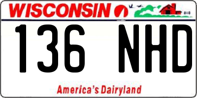 WI license plate 136NHD