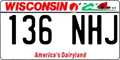 WI license plate 136NHJ