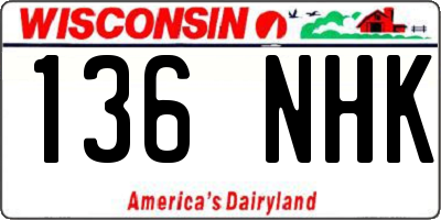 WI license plate 136NHK