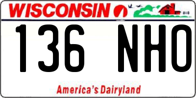 WI license plate 136NHO