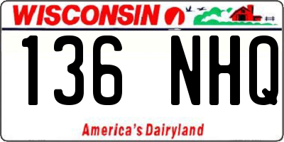 WI license plate 136NHQ