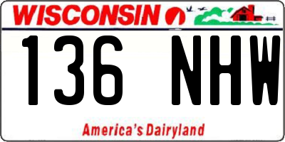 WI license plate 136NHW