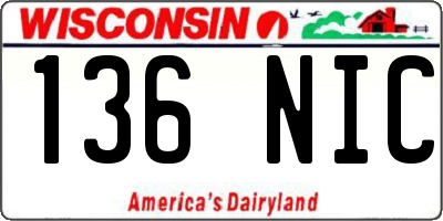 WI license plate 136NIC