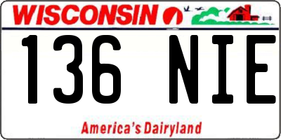 WI license plate 136NIE