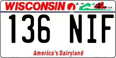 WI license plate 136NIF