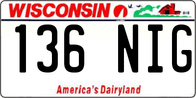 WI license plate 136NIG