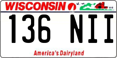 WI license plate 136NII