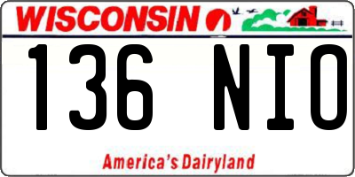 WI license plate 136NIO