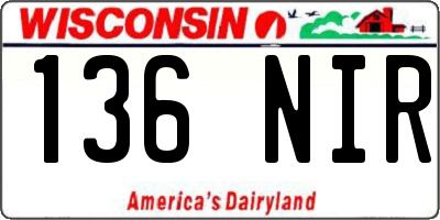 WI license plate 136NIR