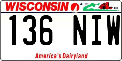 WI license plate 136NIW