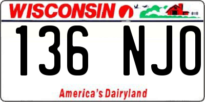 WI license plate 136NJO
