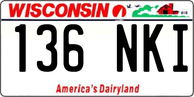 WI license plate 136NKI