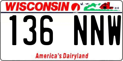 WI license plate 136NNW
