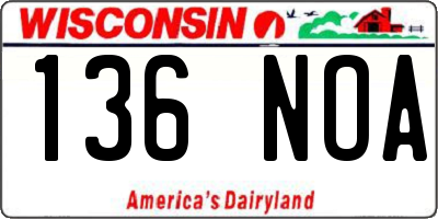 WI license plate 136NOA