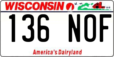 WI license plate 136NOF