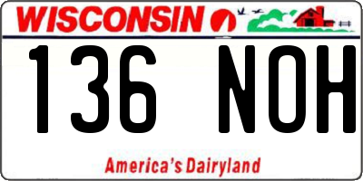WI license plate 136NOH