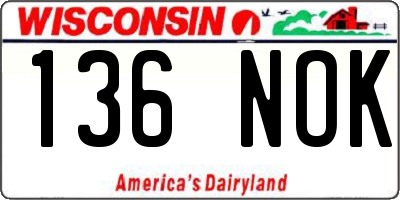 WI license plate 136NOK
