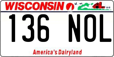 WI license plate 136NOL