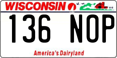 WI license plate 136NOP