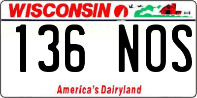WI license plate 136NOS