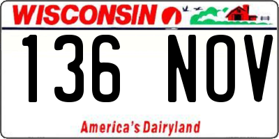 WI license plate 136NOV