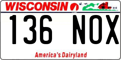 WI license plate 136NOX