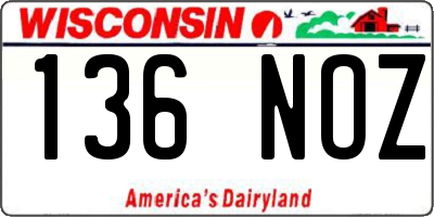 WI license plate 136NOZ