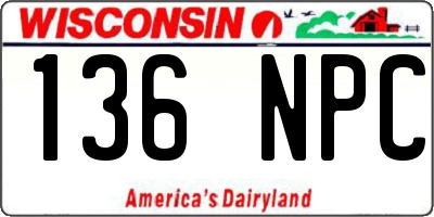 WI license plate 136NPC