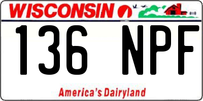 WI license plate 136NPF