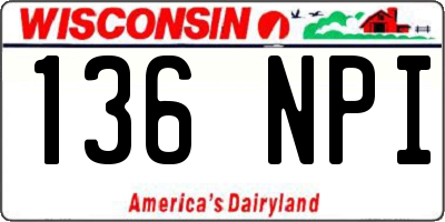 WI license plate 136NPI