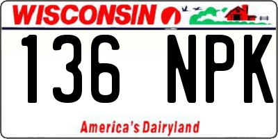 WI license plate 136NPK