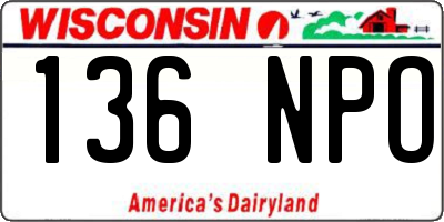 WI license plate 136NPO