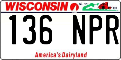 WI license plate 136NPR