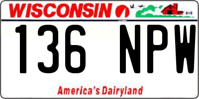WI license plate 136NPW