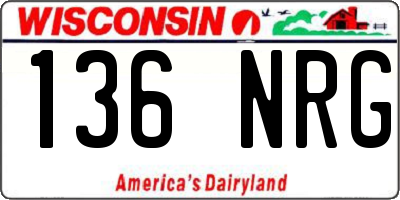 WI license plate 136NRG