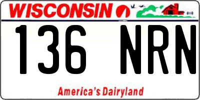 WI license plate 136NRN