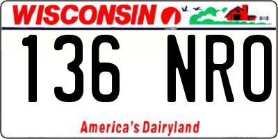 WI license plate 136NRO
