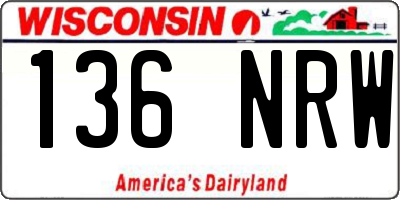 WI license plate 136NRW