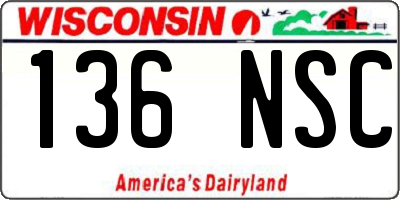 WI license plate 136NSC